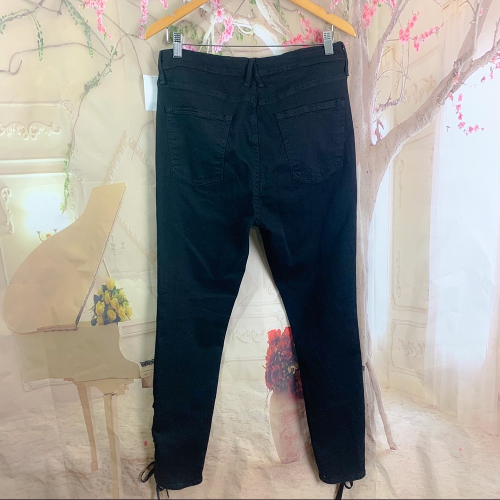 🔥FINAL SALE FREE SHIPPING!🔥 NEW Good American Good Legs Velvet Half Lace Up Jea - Picture 5 of 11